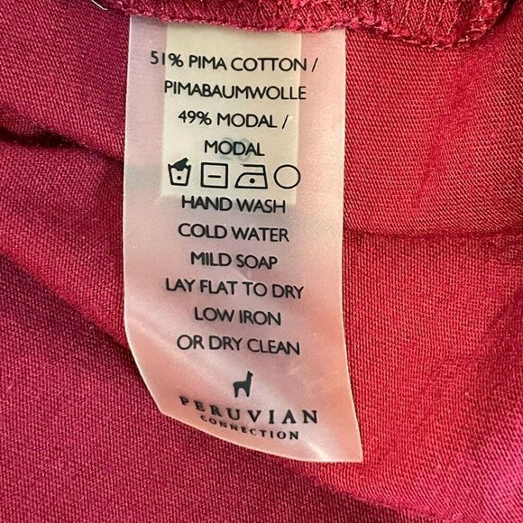 Peruvian Connection Red Cotton Drapey Ruched Maxi Dress Size S - Picture 6 of 8